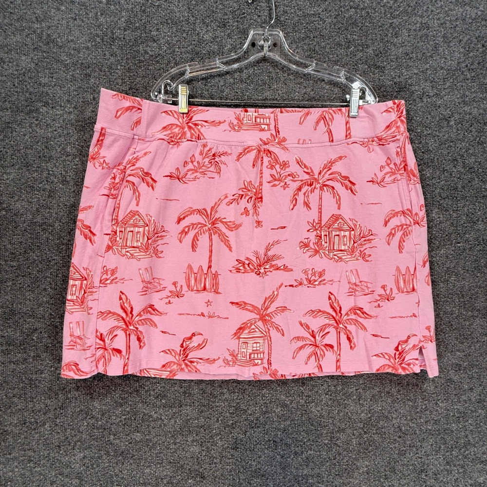 Talbots Skort Womens 3X Pink Tropical Palm Tree Print Active Tennis Golf Plus Sz